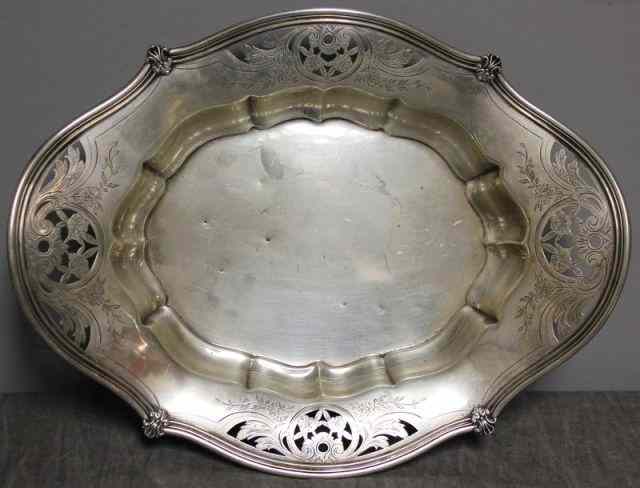 Appraisal: STERLING Pierced and Engraved Basket Probably Whiting Approx troy oz