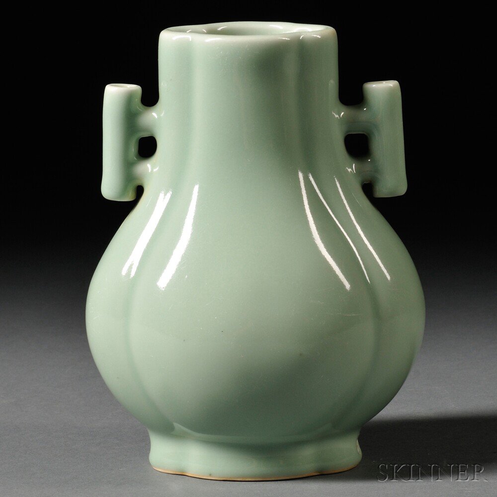 Appraisal: Celadon Vessel with Handles China th century pear-shape with the