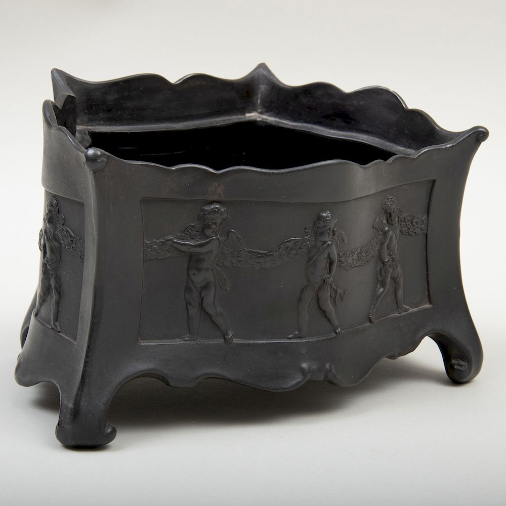 Appraisal: Wedgwood Black Basalt Bough Pot Impressed lowercase mark the bowed