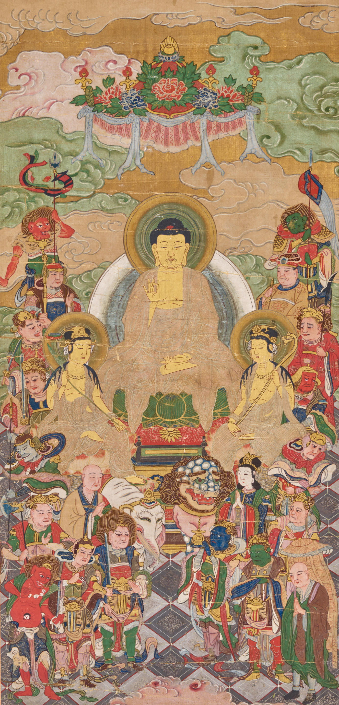 Appraisal: A JAPANESE PAINTING OF A BUDDHIST GATHERING TH- TH CENTURY