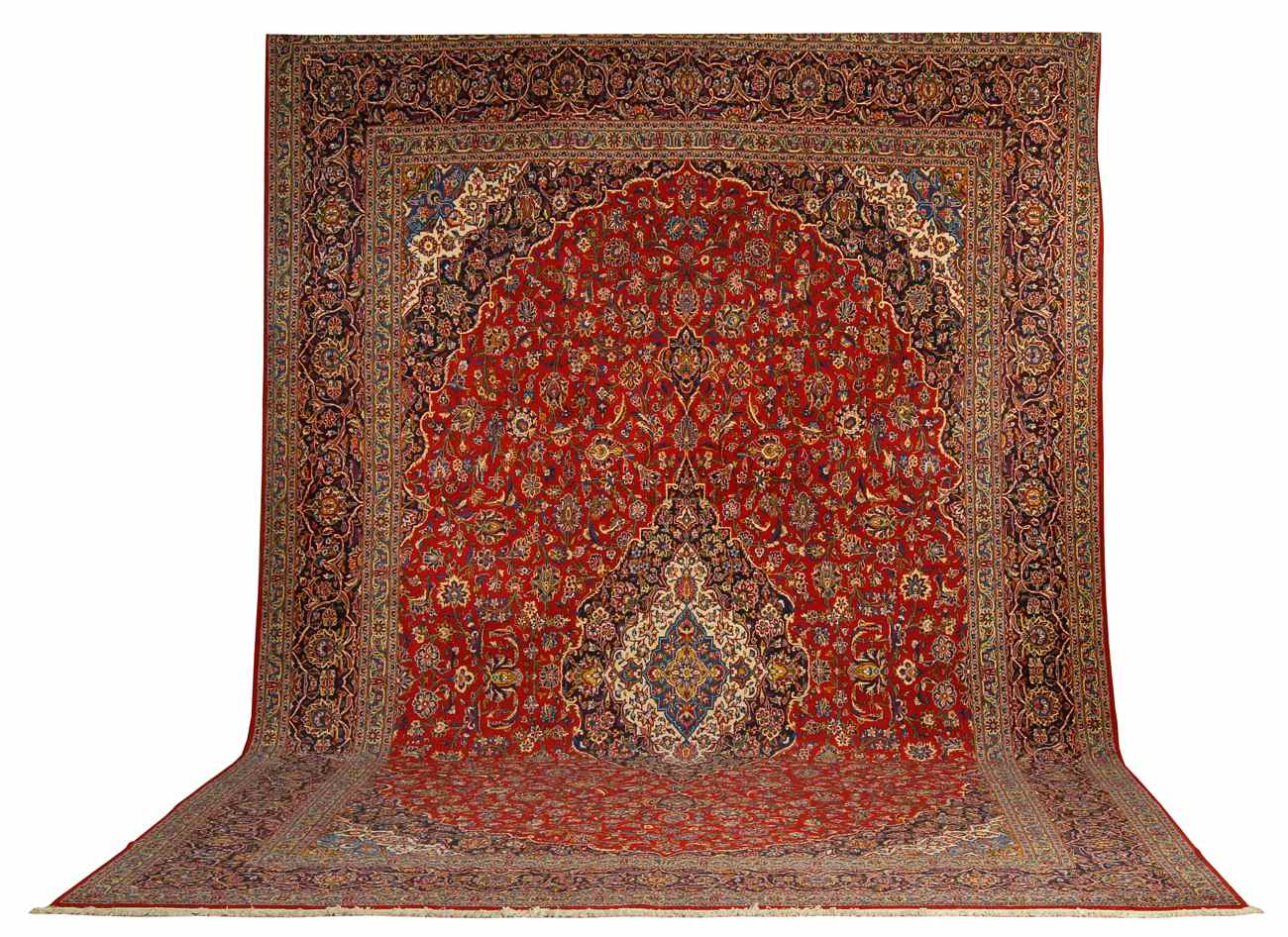 Appraisal: ORIENTAL RUG KESHAN ' x ' Overlapping central medallions of