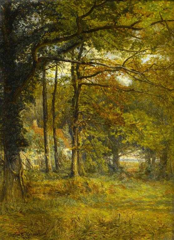 Appraisal: CHARLES E SHAW EXH - THE WOODMAN'S COTTAGE signed and