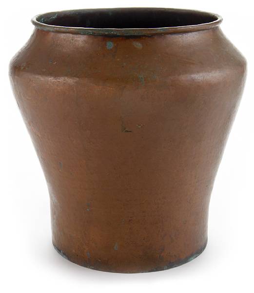 Appraisal: A Dirk Van Erp hammered copper vase post with impressed