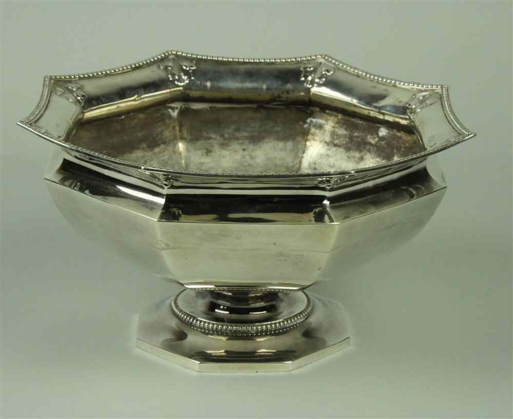 Appraisal: GORHAM STERLING CENTERPIECE DATE MARK FOR octagonal and supported on