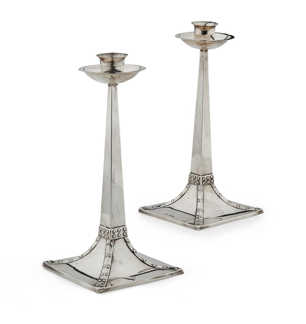 Appraisal: JAMES DIXON SONS SHEFFIELD PAIR OF SILVER CANDLESTICKS EARLY TH