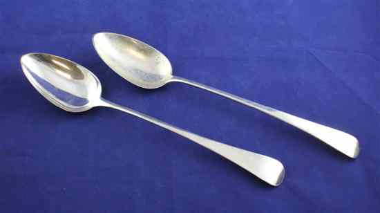 Appraisal: Two George III silver Old English pattern basting spoons London