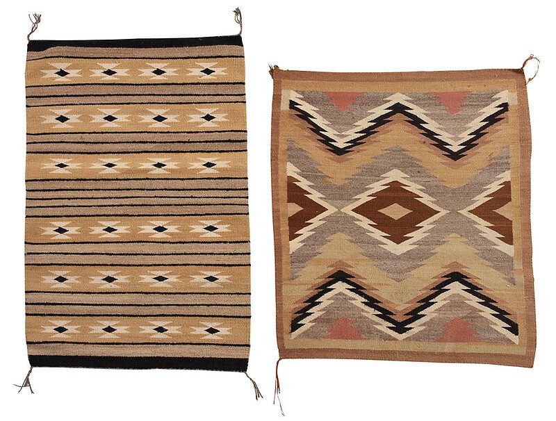 Appraisal: Two Navajo Weavings th century Chinle style natural and dyed