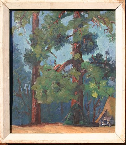 Appraisal: BRUNNER Lawrence A American - Camping in the Redwood Forest