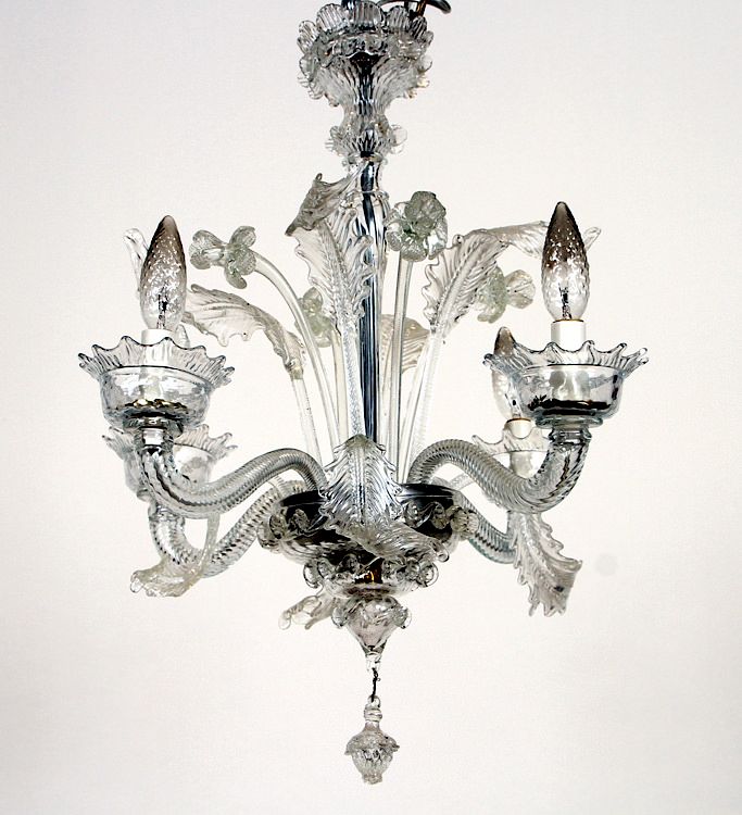 Appraisal: MURANO FOUR ARM CRYSTAL CHANDELIER C A Murano four arm