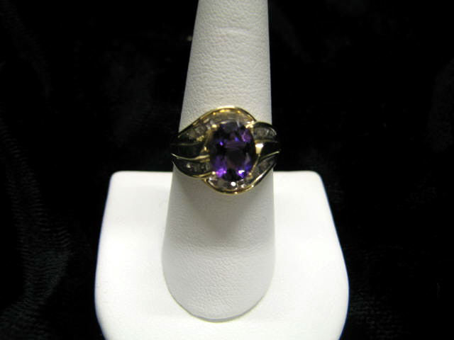 Appraisal: Amethyst Diamond Ring rich oval gem and diamonds in k