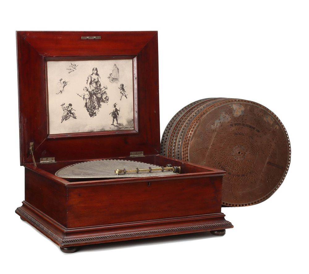 Appraisal: A REGINA DOUBLE COMB DISC MUSIC BOX IN MAHOGANY CASE