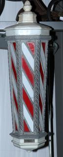 Appraisal: Barber Shop leaded glass and porcelain barber pole six sided