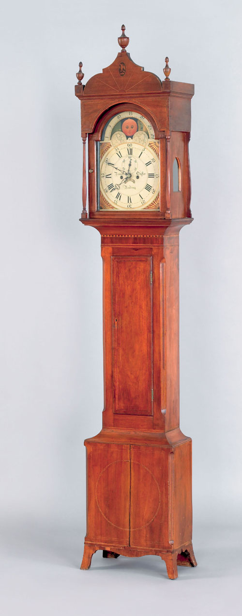 Appraisal: Pennsylvania Federal walnut tall case clock ca the castle top