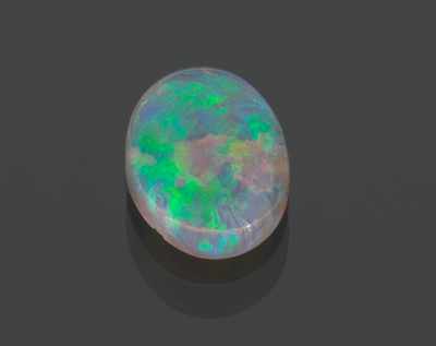 Appraisal: An Unmounted Australian Black Opal UGL Report Oval cabochon cut