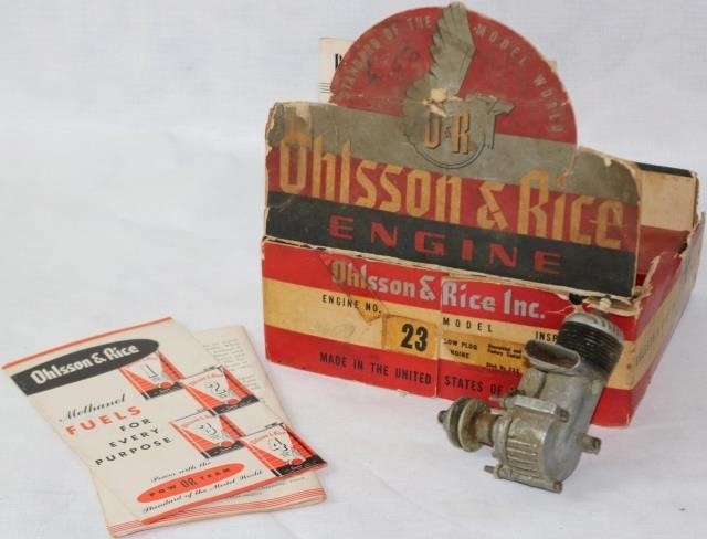 Appraisal: OHLSSON RICE ENGINE WITH ORIGINAL BOX ANDPAMPHLETS ROTARY VALVE ENGINE