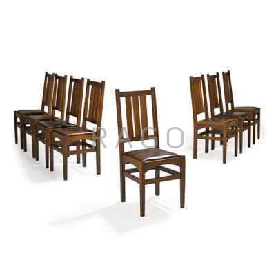 Appraisal: HARVEY ELLIS GUSTAV STICKLEY Set of eight dining chairs Eastwood