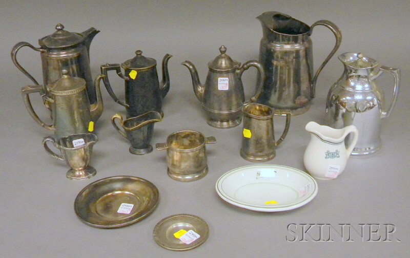 Appraisal: Fourteen Pieces of Vintage Plated-metal and China Hotelware including two