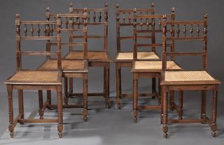 Appraisal: Set of Six French Henri II Style Carved Walnut Din