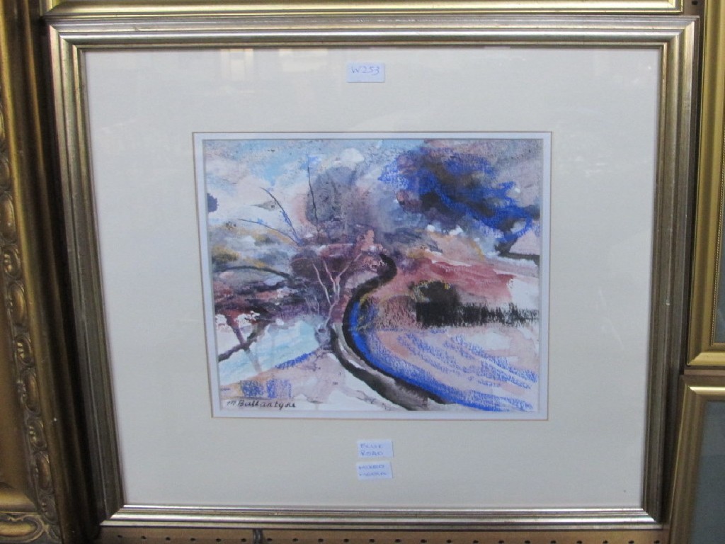 Appraisal: MARGARET BALLANTYNE Mixed media 'Blue Road' signed recto and entitled