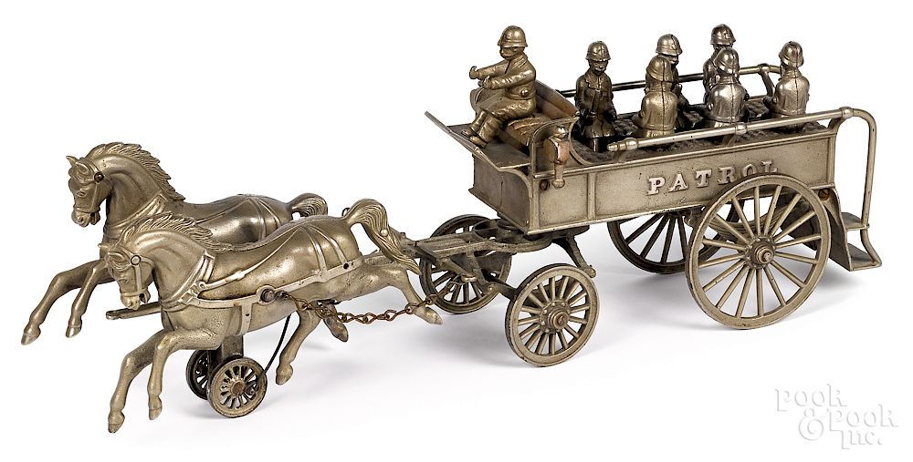 Appraisal: Nickel plated horse drawn police patrol wagon Scarce Shimer nickel