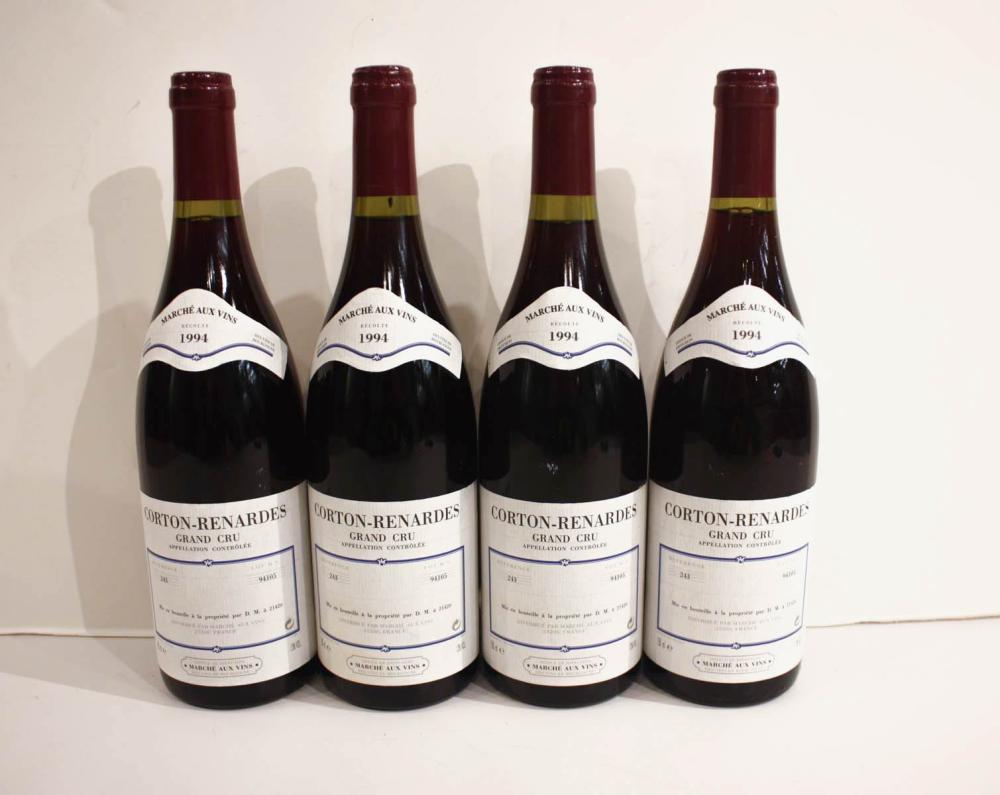 Appraisal: CORTON-RENARDES RED BURGUNDY Marche Aux Vins in two non-original wood