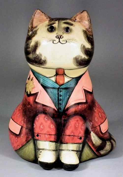 Appraisal: Joan and David De Bethel - Papier-mache cat with glass