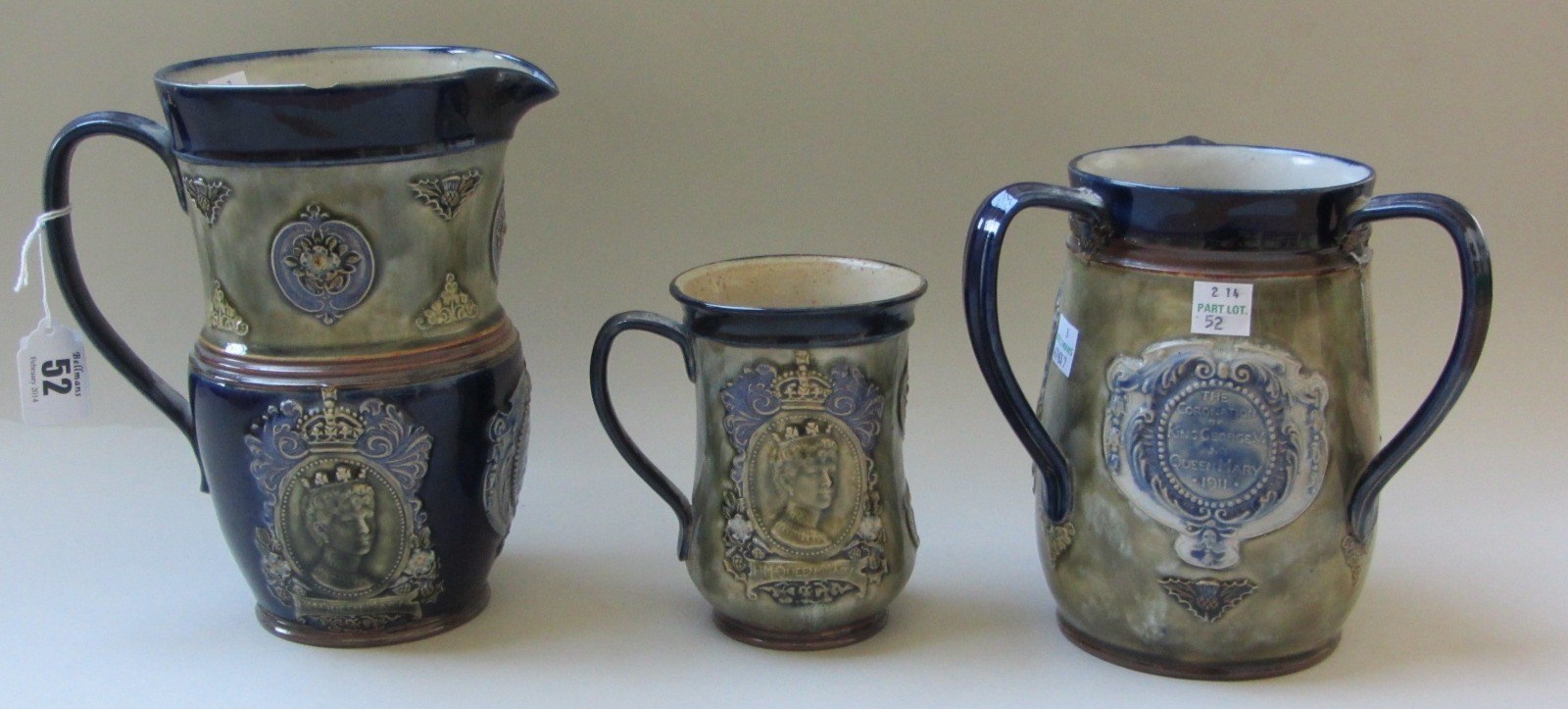 Appraisal: A group of three pieces of commemorative Doulton stoneware