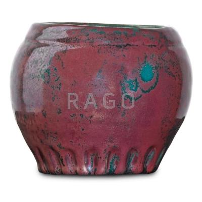 Appraisal: PEWABIC Small vase oxblood and turquoise glaze Condition Report