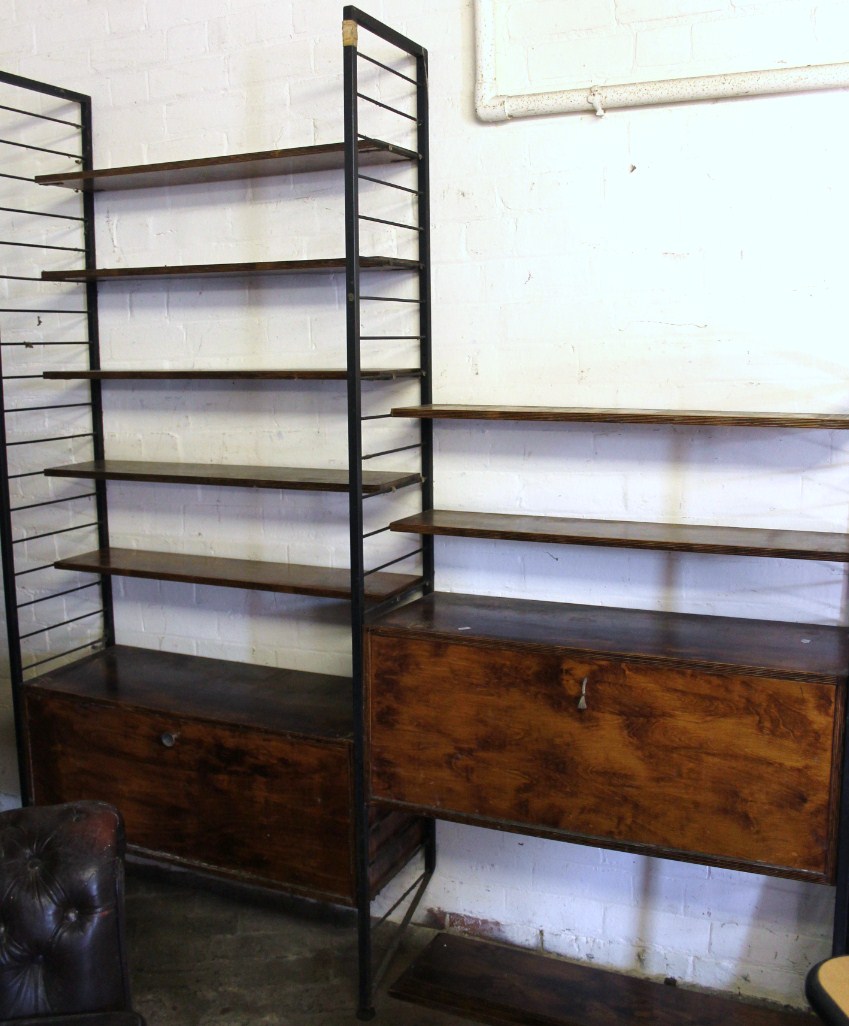 Appraisal: A retro design Ladderax display cabinet with open shelves flanked