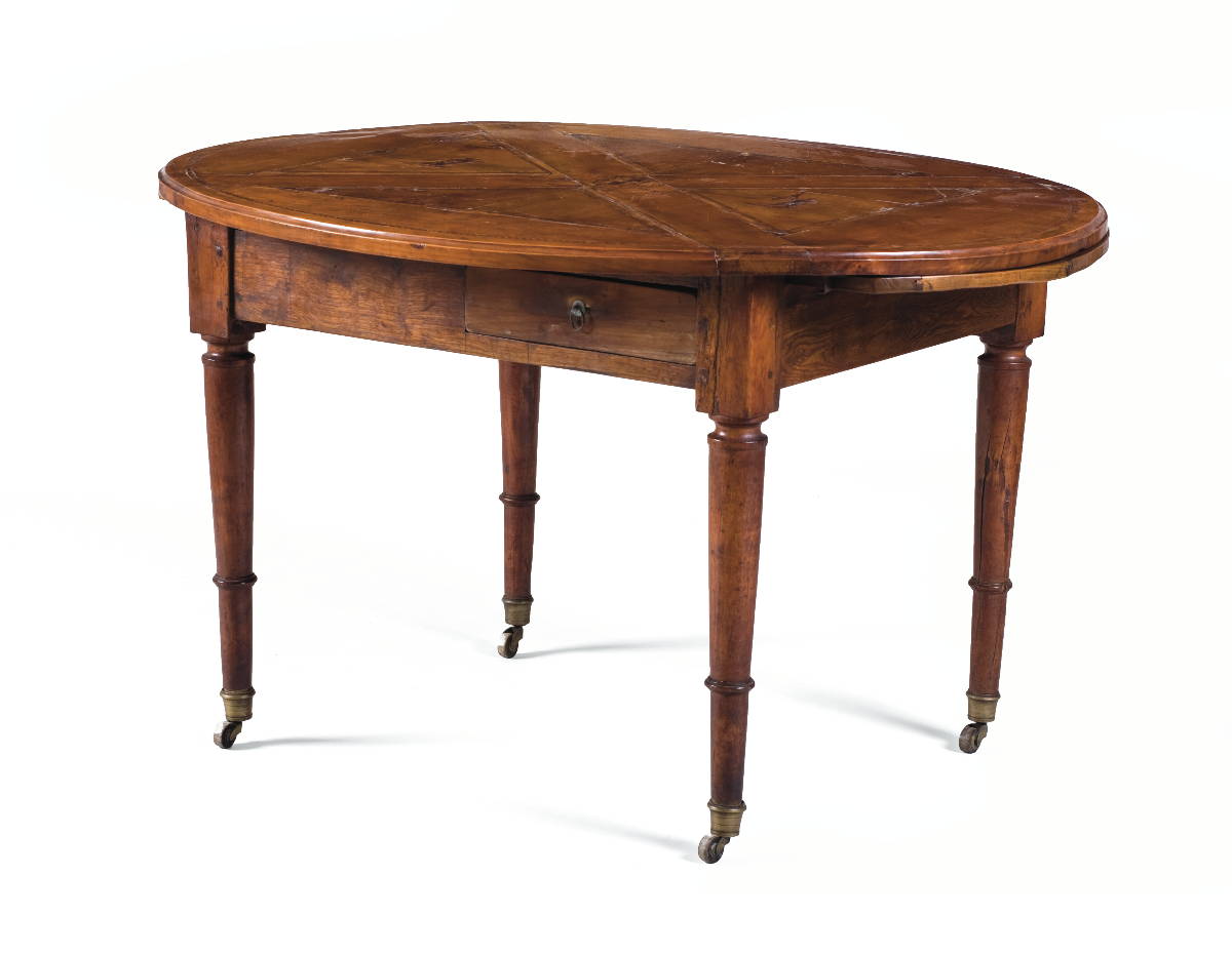 Appraisal: CONTINENTAL INLAID-FRUITWOOD JURIST quot S TABLE The oval top with