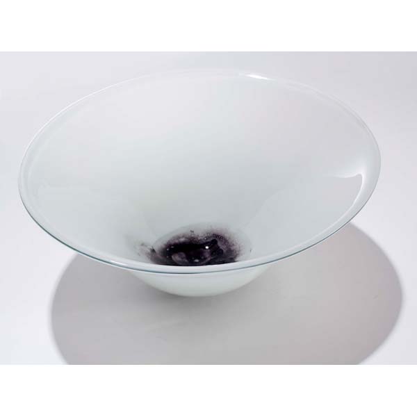 Appraisal: Daisuke Shintani Japan White bowl with black spotblown glass with