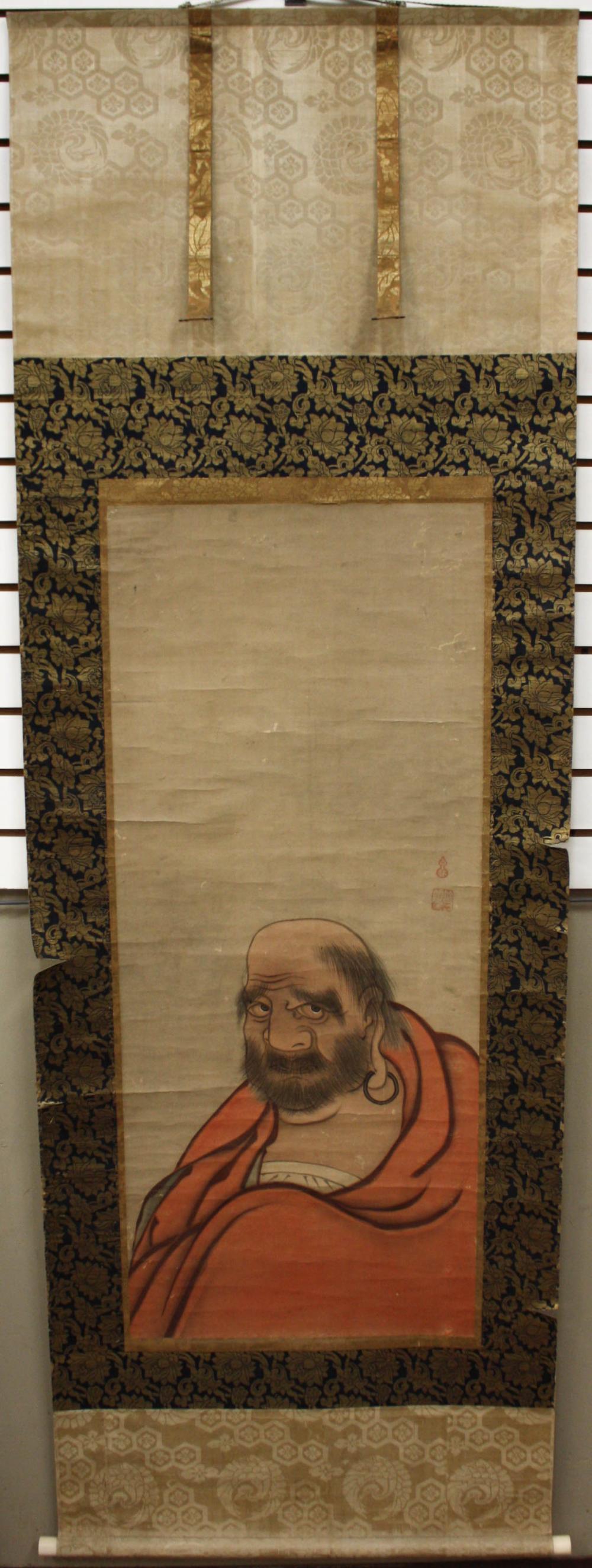 Appraisal: CHINESE SCROLL portrait of a man in red robe Chop