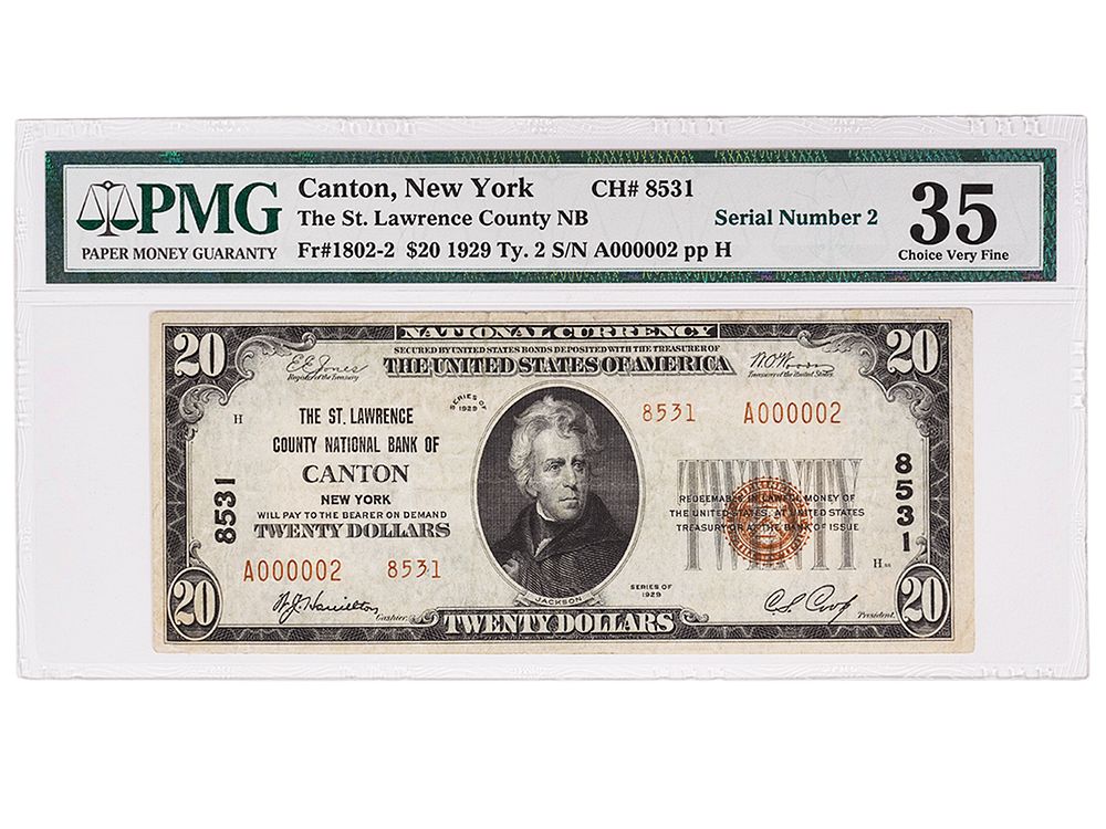 Appraisal: Note Canton New York Low Serial Number note from The