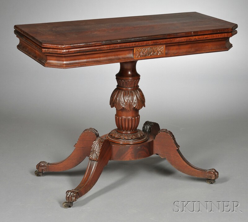 Appraisal: Neoclassical Mahogany Game Table th century the top with canted