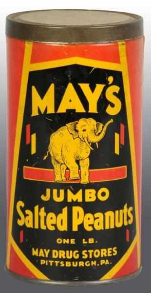 Appraisal: May's Jumbo Salted Peanuts Tin Description One-pound version Same image