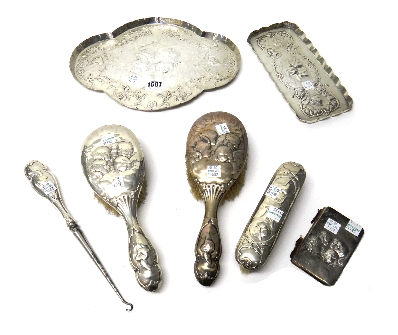 Appraisal: Silver and silver mounted wares comprising a shaped oval dressing