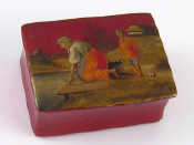 Appraisal: An early th century Russian lacquer stamp box the lid