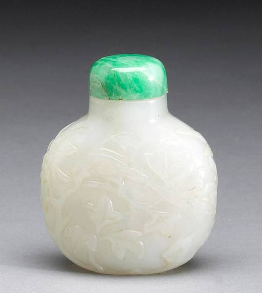 Appraisal: A good white jade snuff bottle Qing Dynasty Well-hollowed and