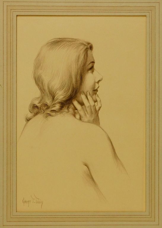 Appraisal: George T Tobin Nude Woman Profile Illustration Vermont - Realistic