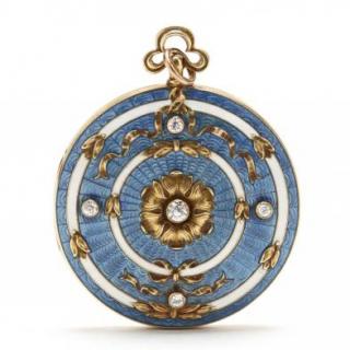 Appraisal: Edwardian KT Enamel and Diamond Locket Pendant the ground of