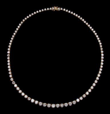 Appraisal: Riviere style diamond necklace set with round brilliant-cut diamonds total