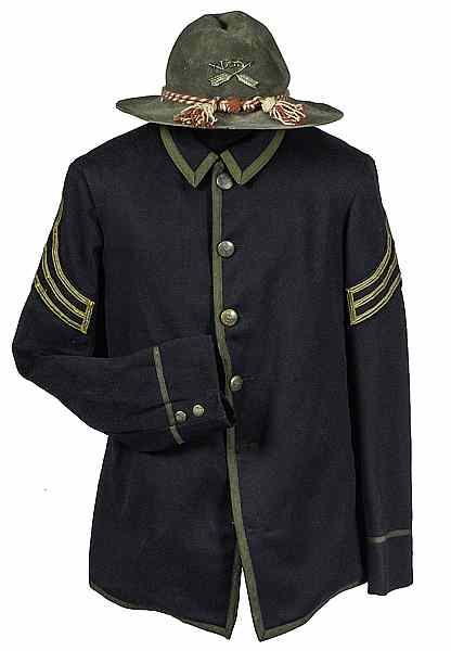 Appraisal: Indian Wars Indian Service Sergeant's Coat and Hat Blue wool