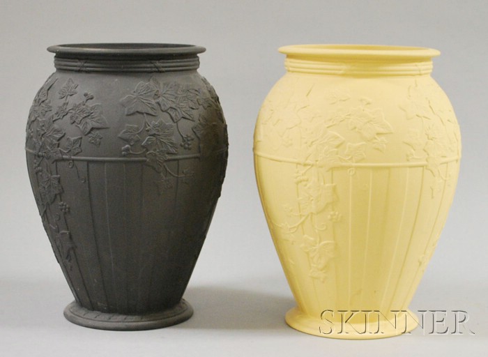 Appraisal: Two Modern Wedgwood Solid Jasper Pattern Matched Vases ht in