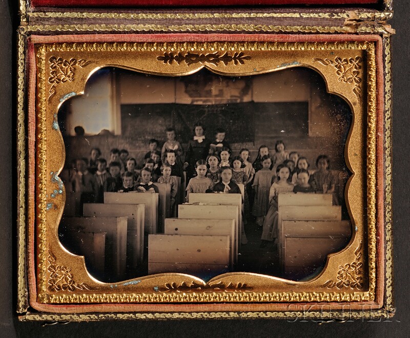 Appraisal: Quarter Plate Daguerreotype Picture of Students in a Classroom in