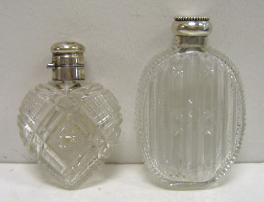 Appraisal: TWO AMERICAN VINTAGE SCENT BOTTLES Cut glass and sterling silver