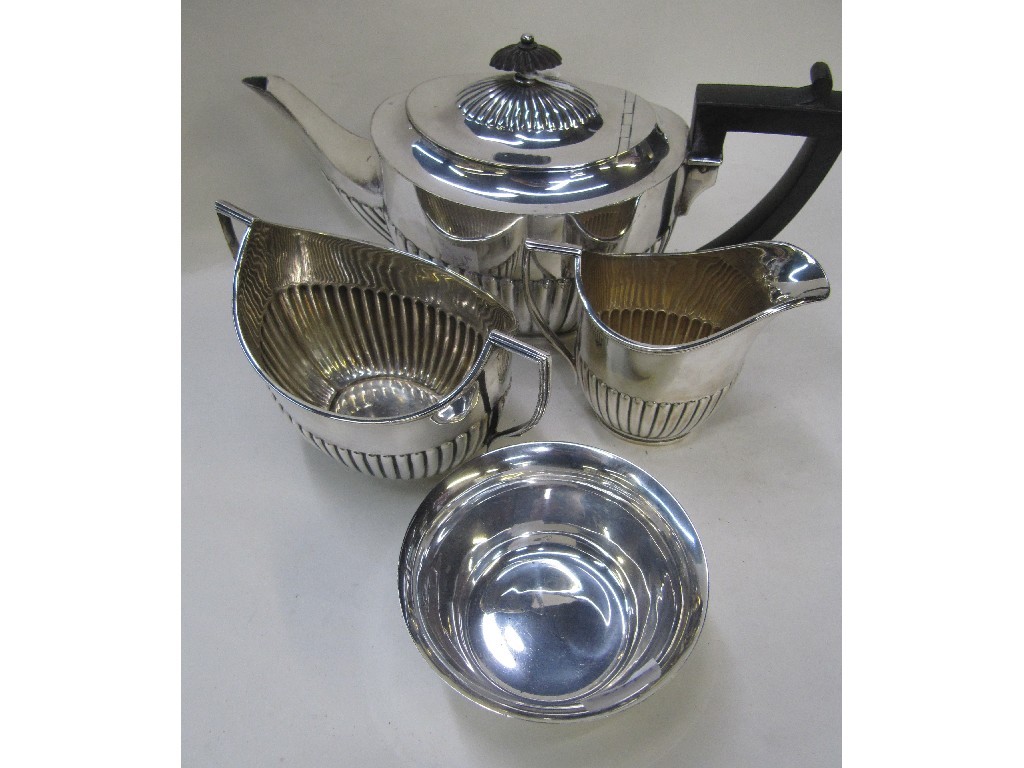 Appraisal: Lot comprising three piece EP tea service and a silver