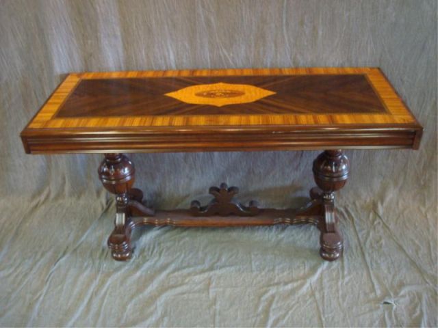 Appraisal: Art Deco Inlaid Library Table Beautiful quality has side extensions