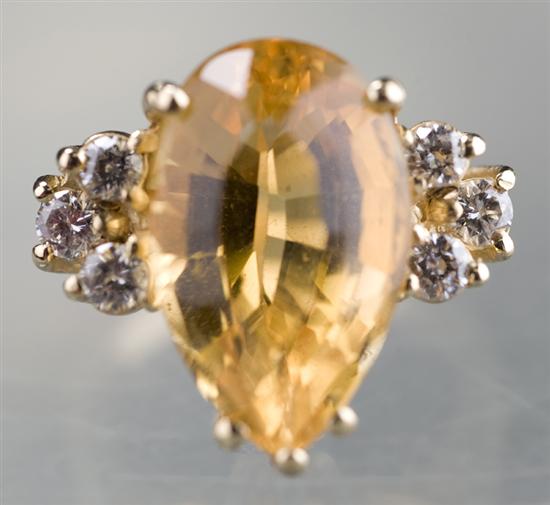 Appraisal: KT yellow gold lady's citrine and diamond ring Ring has