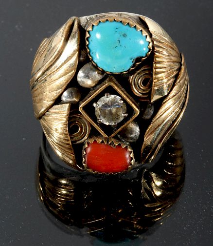 Appraisal: David Navajo Sterling Gold Fill Multistone Ring Included in this