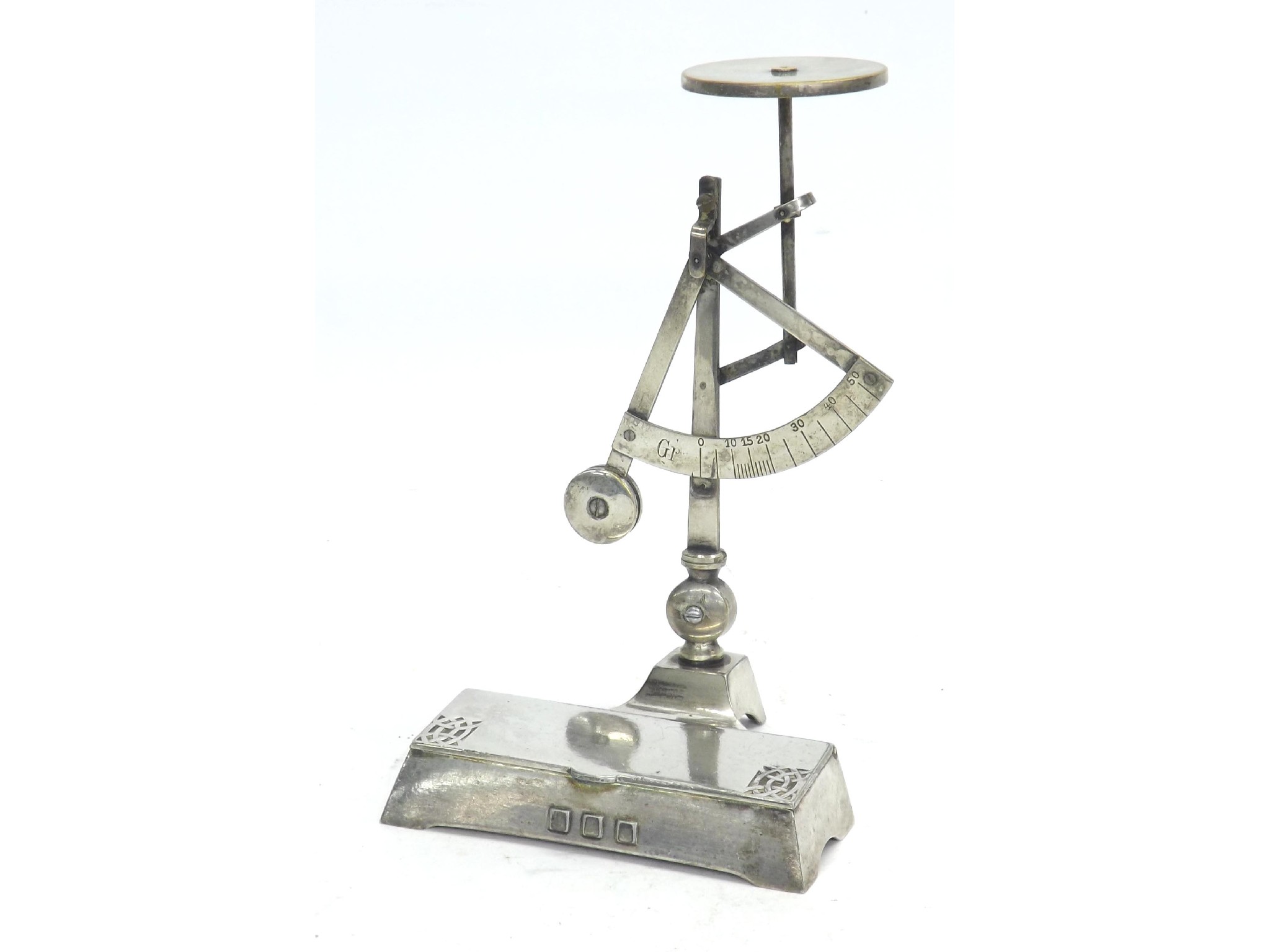 Appraisal: WMF silvered set of postal scales the base with cover